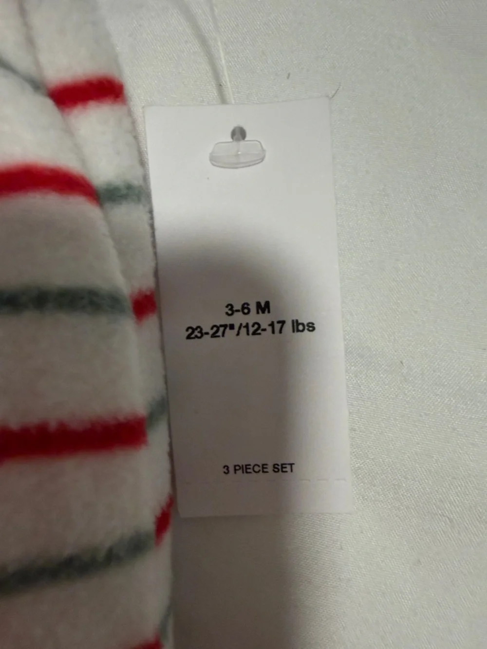 Carter's Cream Pajama Set with Red & Green Stripes holiday 3-6months